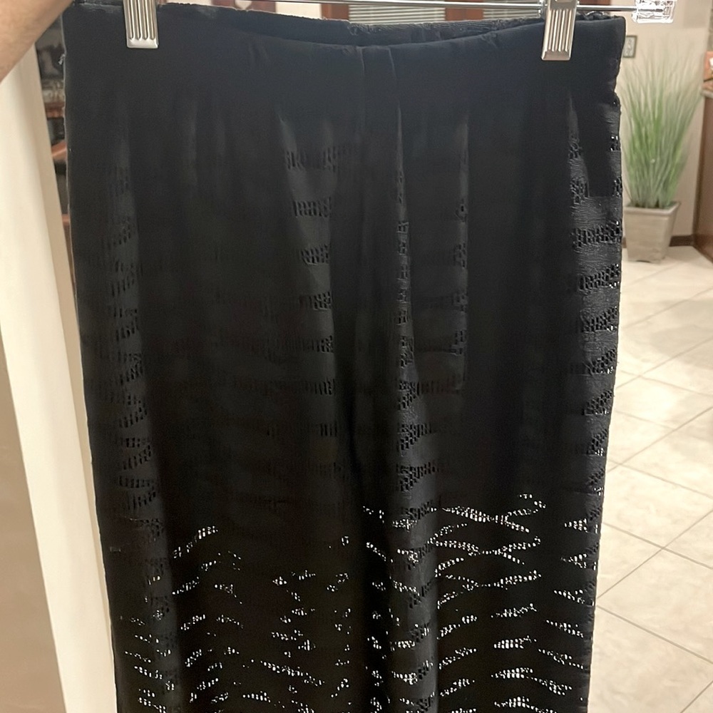 Lace wide leg 2 in 1 pants / shorts cover up / beach summer Black pull on XS